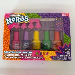 Rainbow Nerds Scented Nail Polish Set - Purple, Yellow, Green, Orange, Red NIB